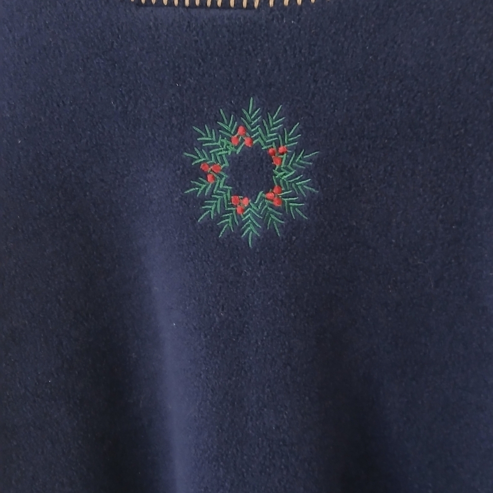 Croft & Barrow Nautical Christmas Fleece Sweater Womens Large Coastal Grannycore - Picture 7 of 7